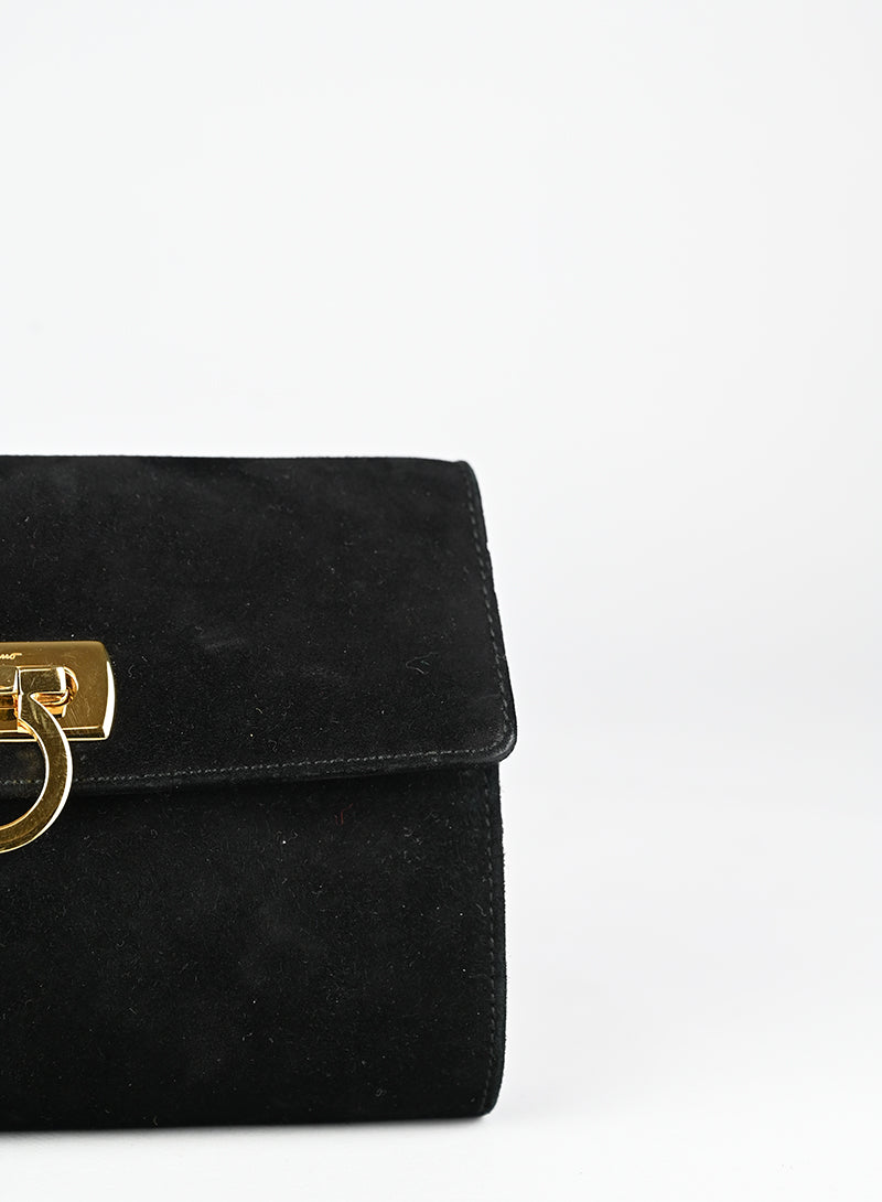 Salvatore Ferragamo Borsa a tracolla in suede nera