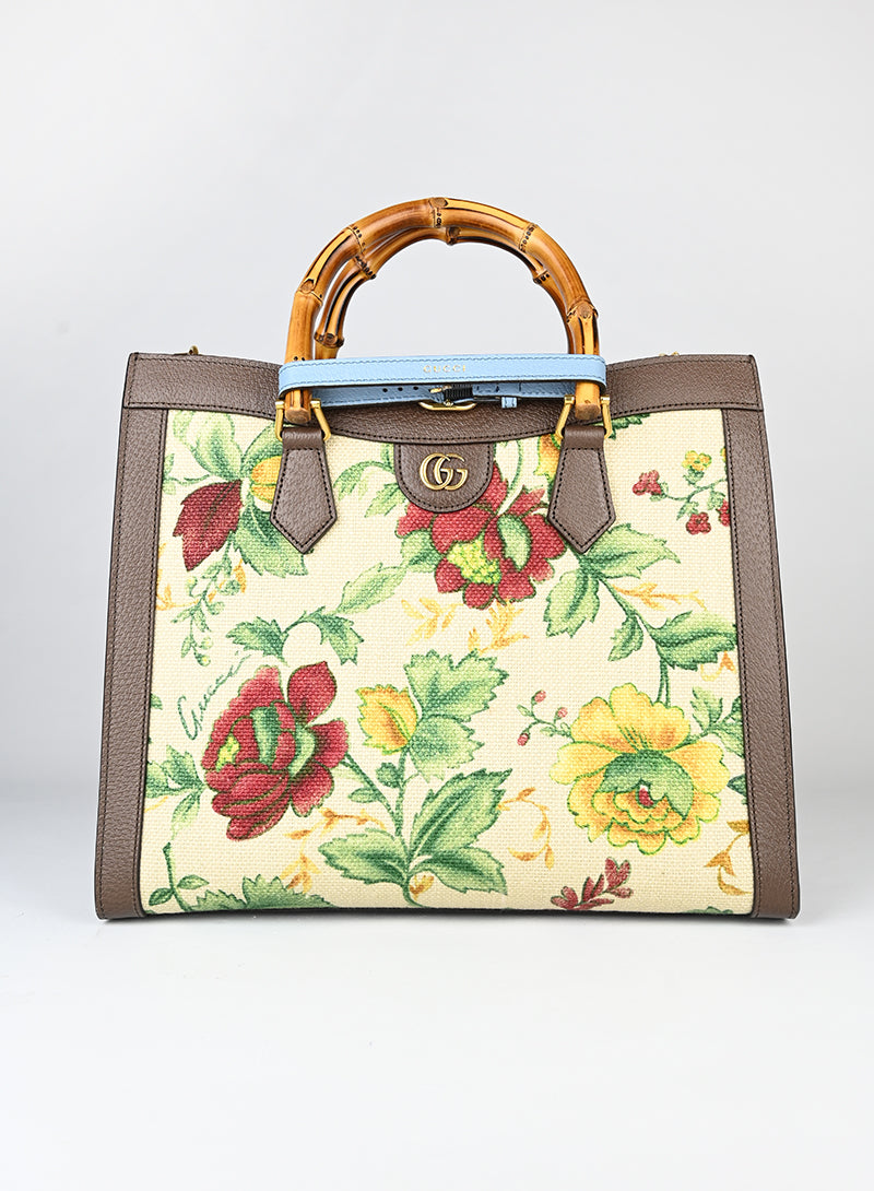 Gucci Borsa tote in canvas a fiori
