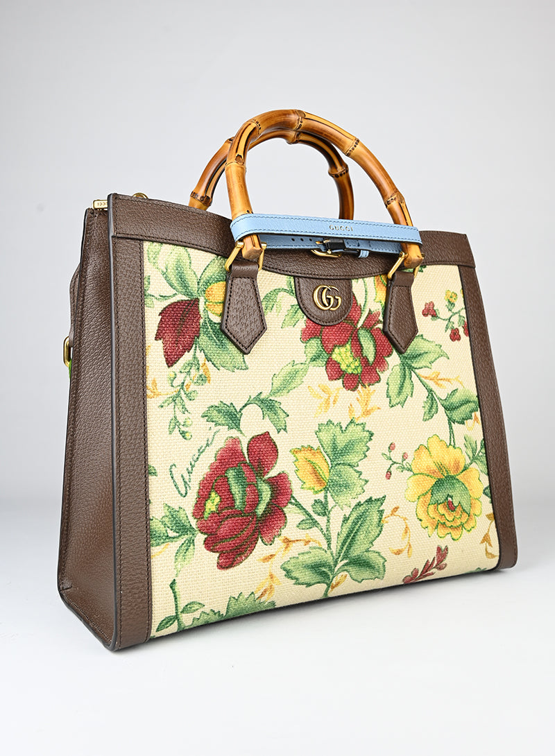 Gucci Borsa tote in canvas a fiori