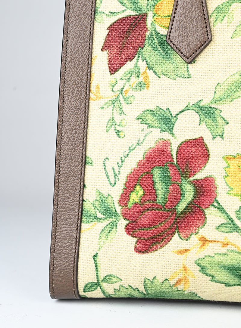 Gucci Borsa tote in canvas a fiori