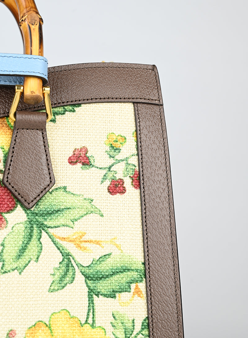 Gucci Borsa tote in canvas a fiori