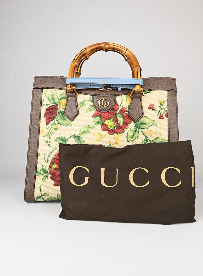 Gucci Borsa tote in canvas a fiori