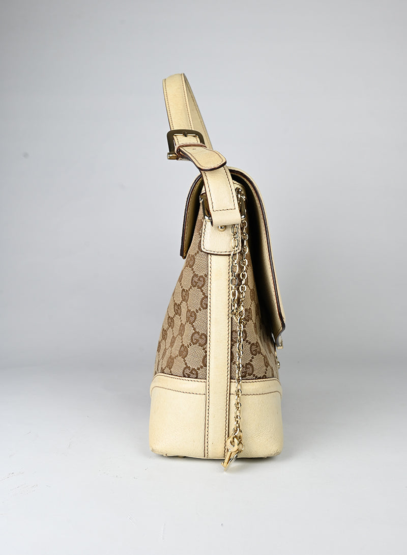 Gucci Borsa in tessuto Monogram e pelle beige