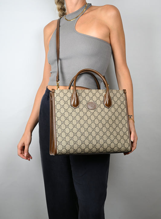 Gucci Ophidia Monogram Supreme Pelle Beige - lesleyluxuryvintage