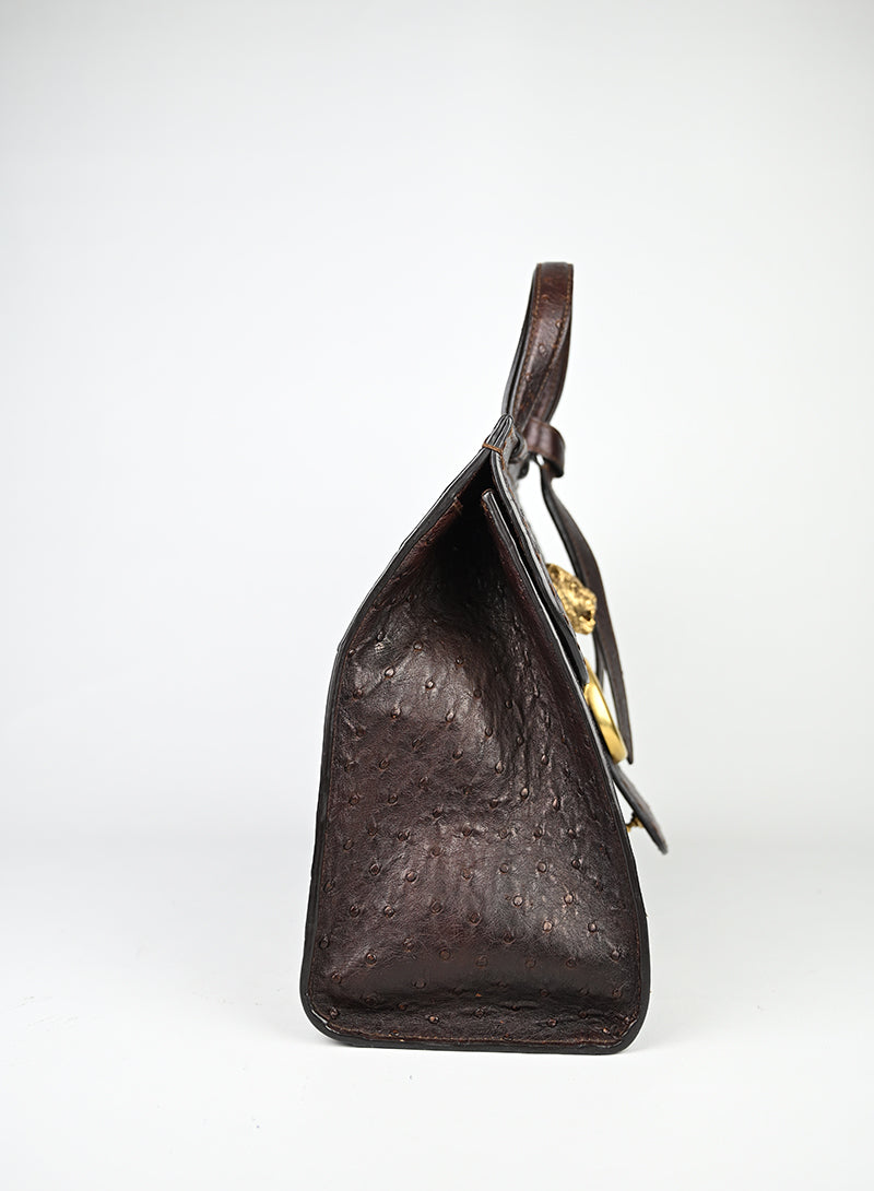 Gucci Borsa in pelle di struzzo marrone