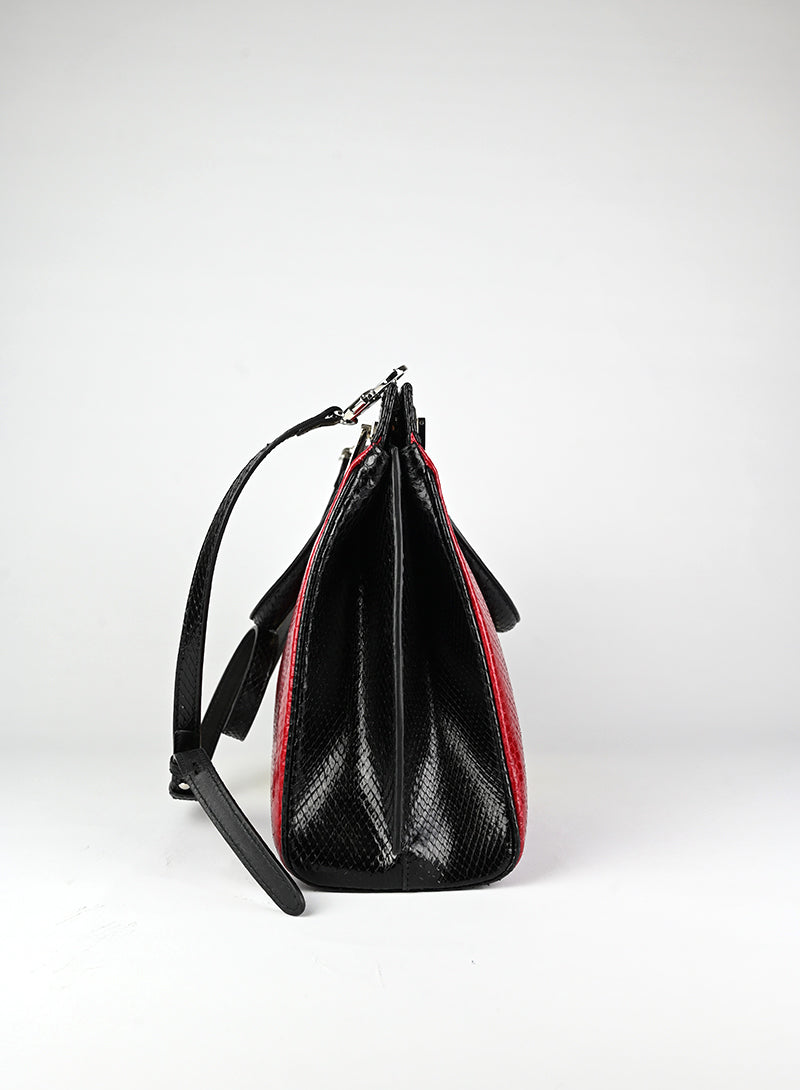 Gucci Borsa in pitone giallo e rosso