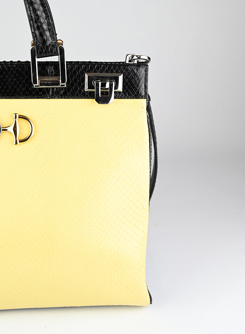 Gucci Borsa in pitone giallo e rosso
