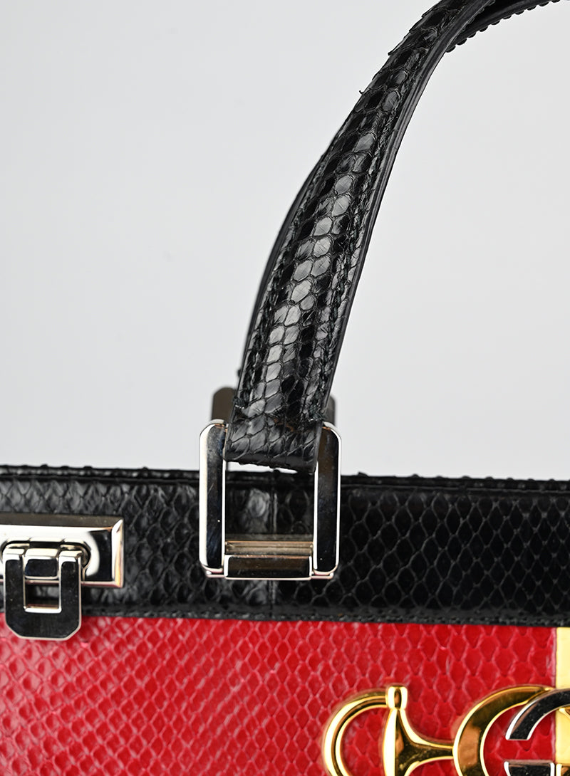 Gucci Borsa in pitone giallo e rosso