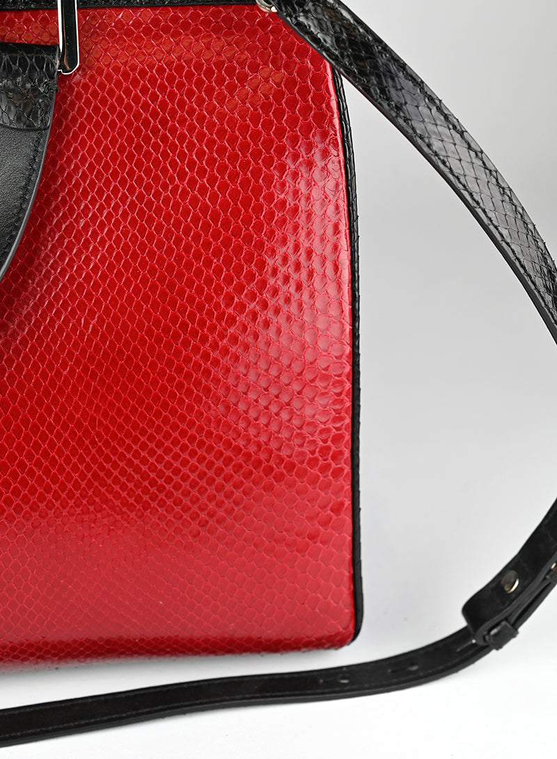 Gucci Borsa in pitone giallo e rosso