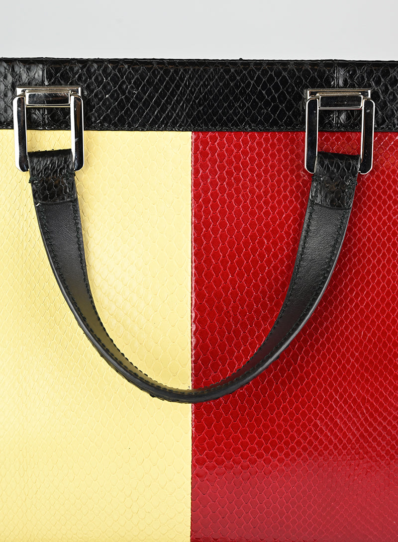 Gucci Borsa in pitone giallo e rosso