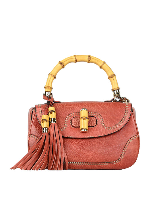 Gucci Borsa Bamboo in pelle rossa