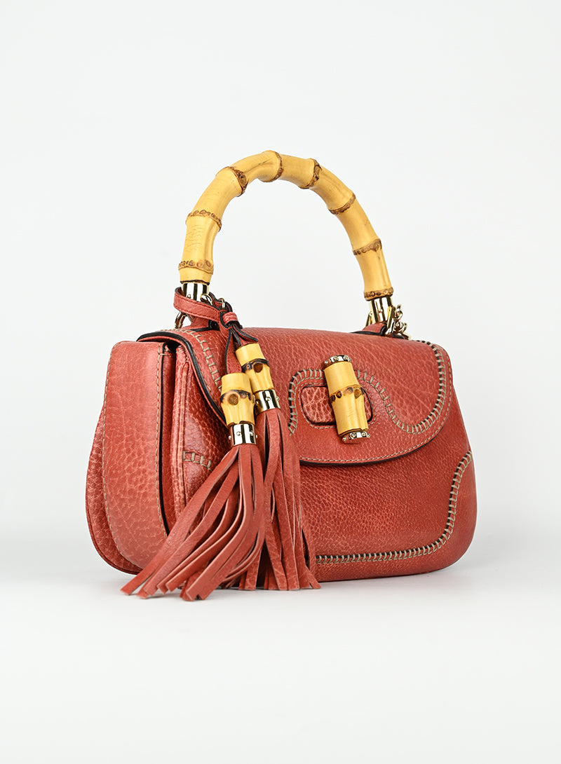 Gucci Borsa Bamboo in pelle rossa
