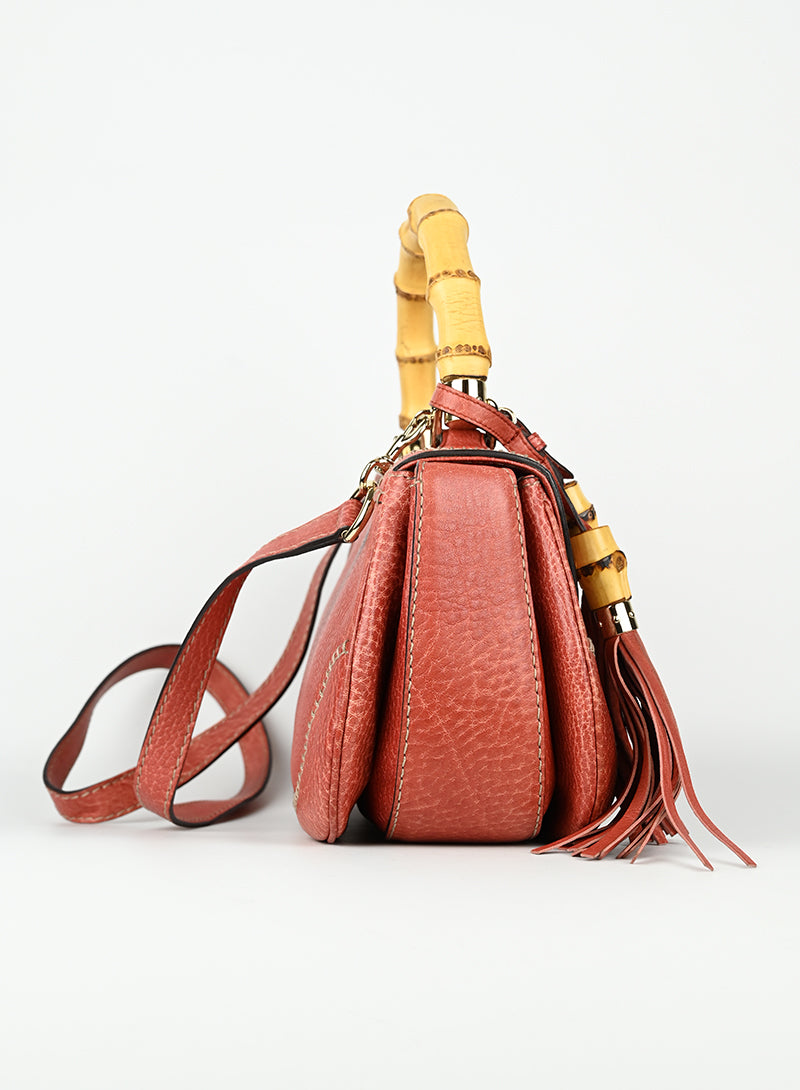 Gucci Borsa Bamboo in pelle rossa