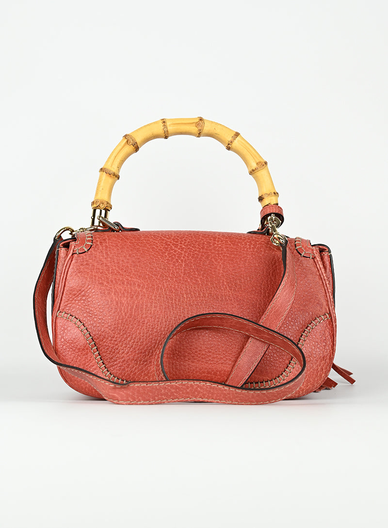 Gucci Borsa Bamboo in pelle rossa