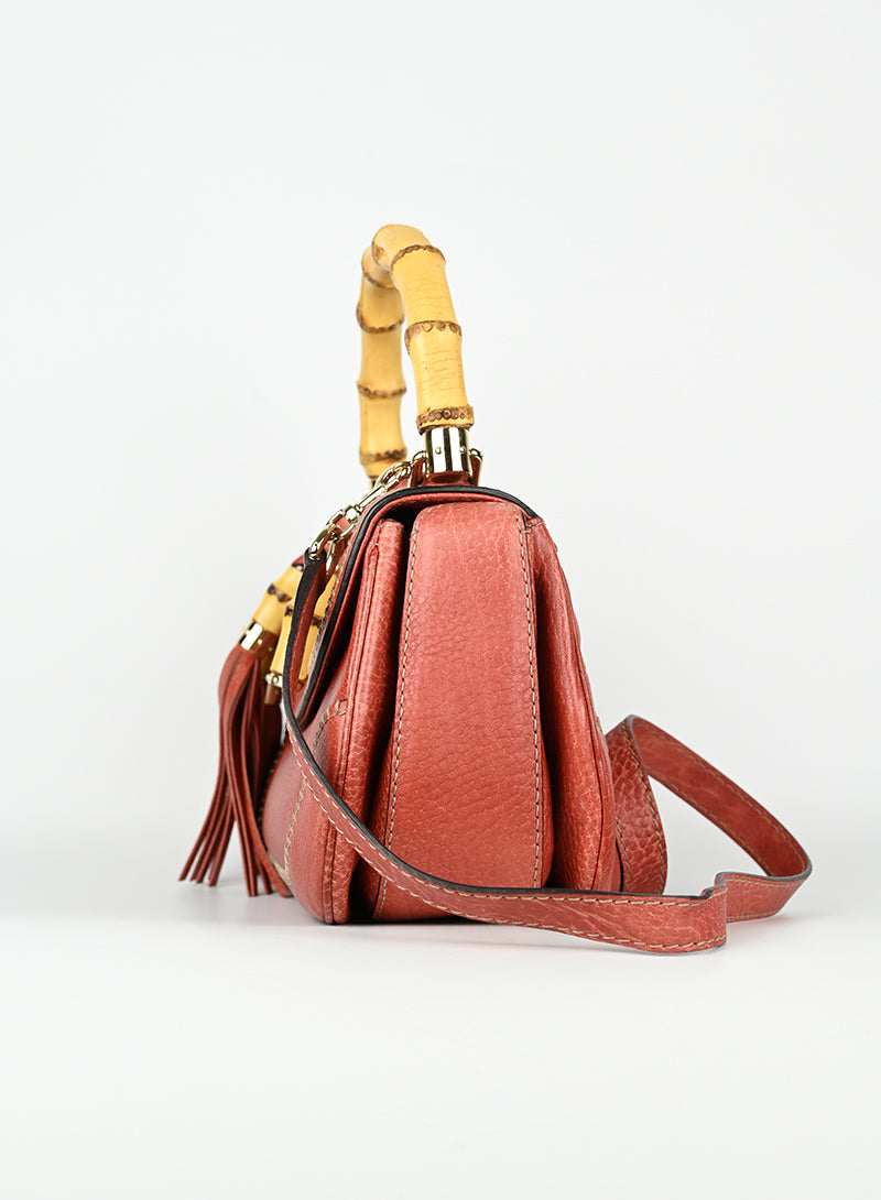 Gucci Borsa Bamboo in pelle rossa