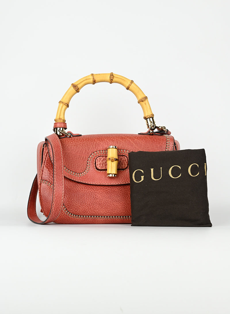 Gucci Borsa Bamboo in pelle rossa