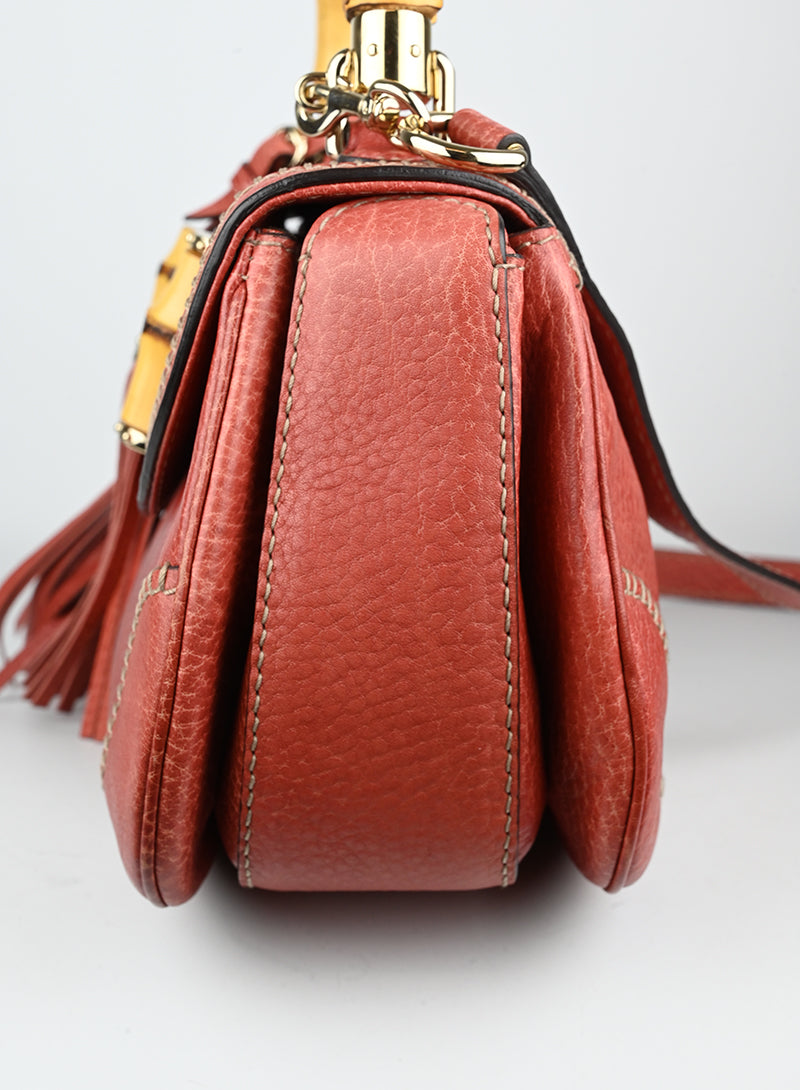 Gucci Borsa Bamboo in pelle rossa