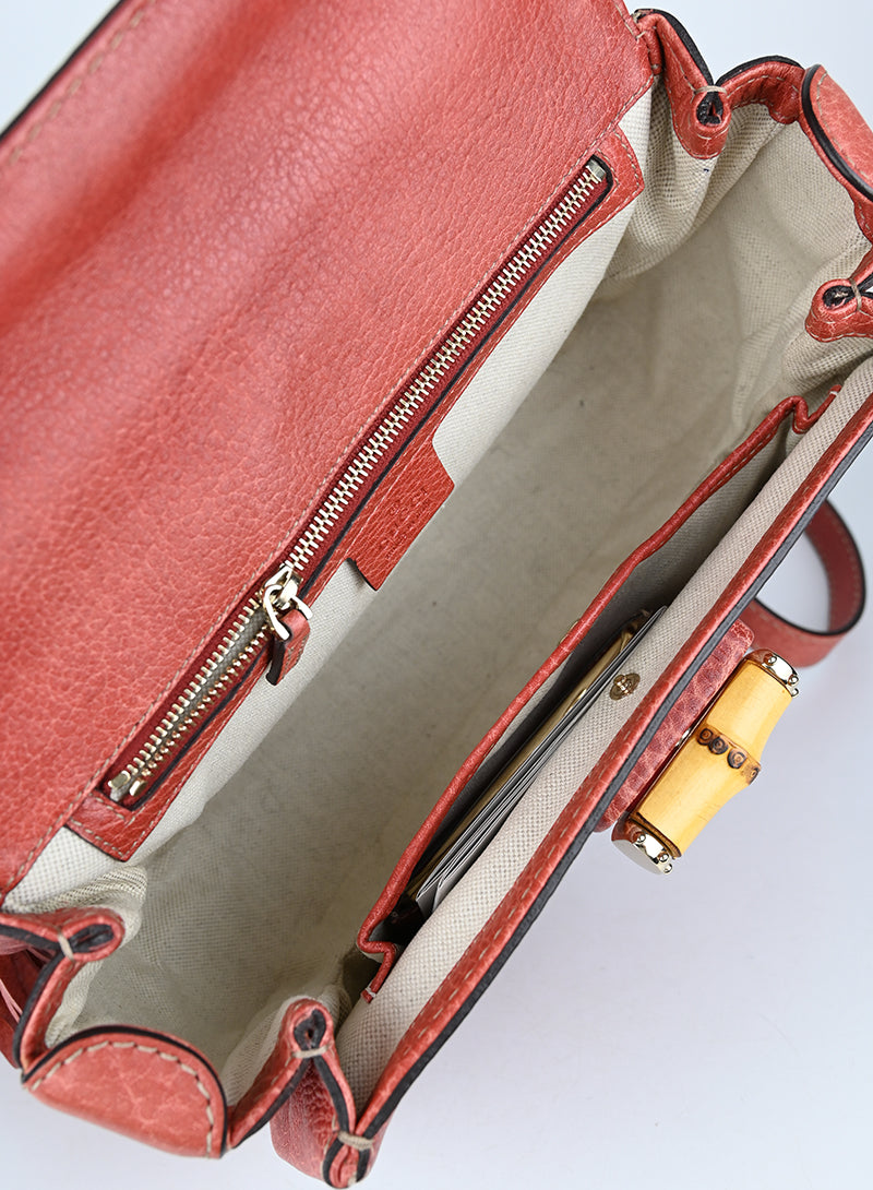 Gucci Borsa Bamboo in pelle rossa