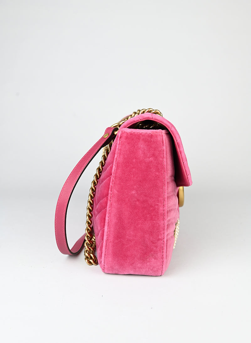 Gucci Borsa Marmont in velluto fucsia