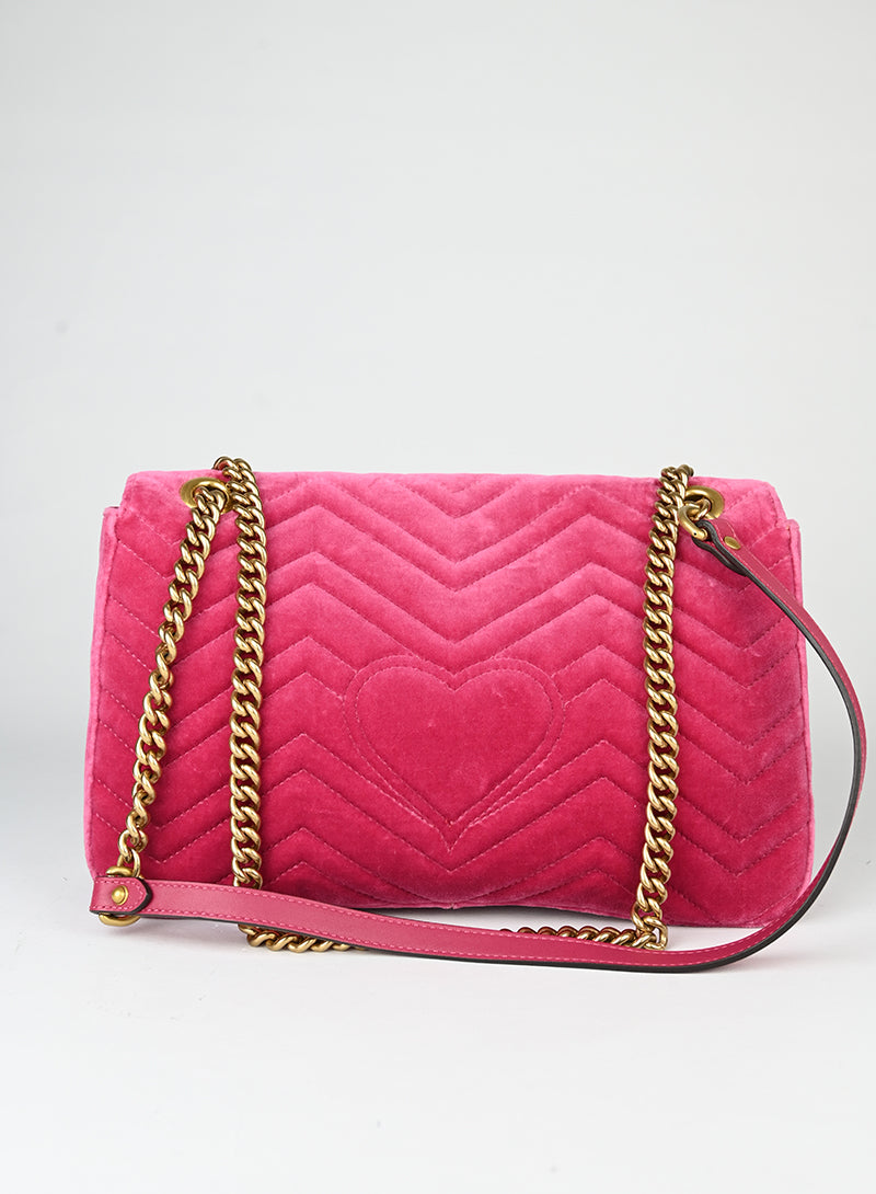 Gucci Borsa Marmont in velluto fucsia