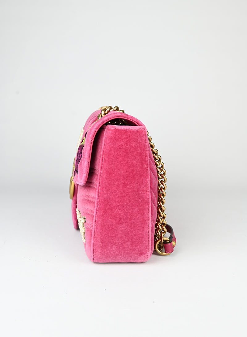 Gucci Borsa Marmont in velluto fucsia