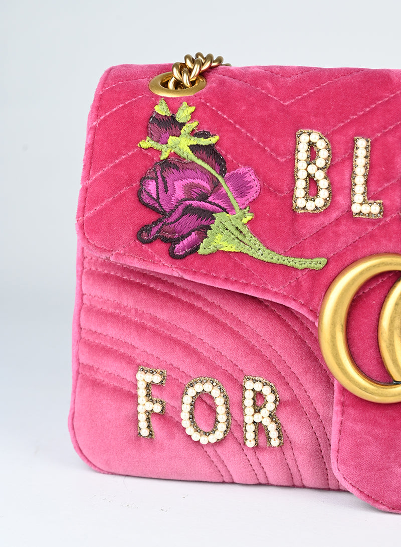 Gucci Borsa Marmont in velluto fucsia