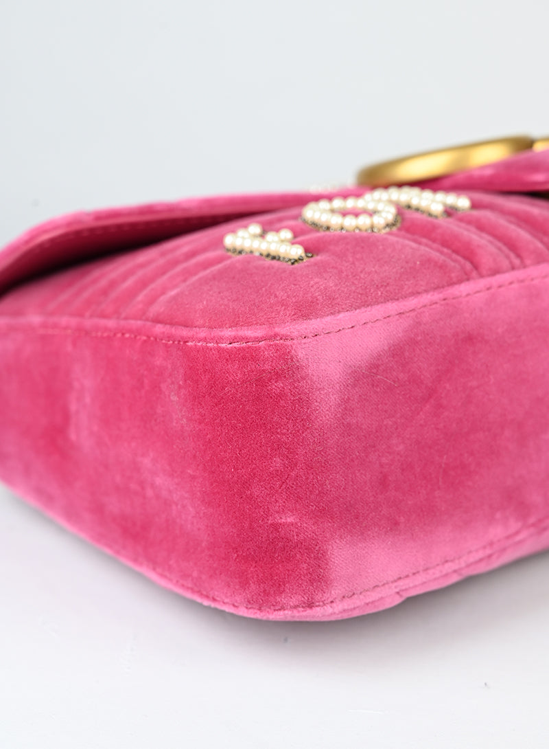 Gucci Borsa Marmont in velluto fucsia