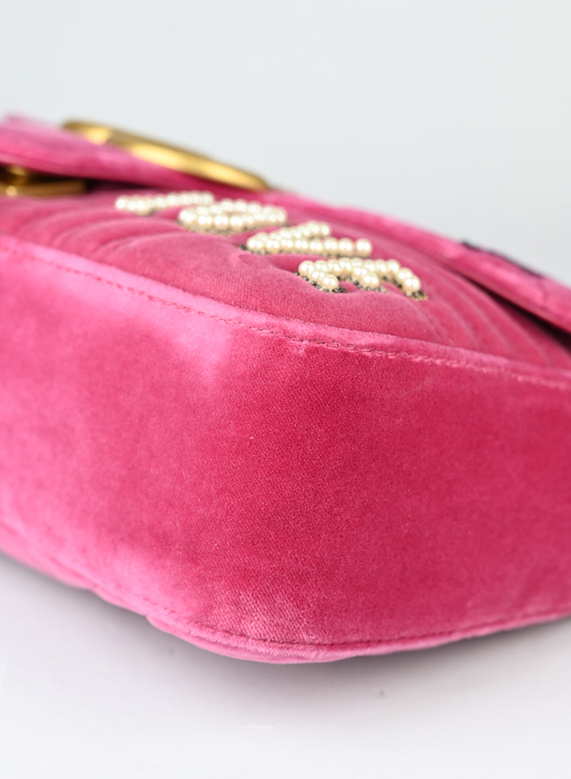 Gucci Borsa Marmont in velluto fucsia