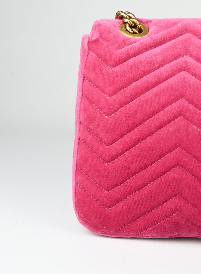 Gucci Borsa Marmont in velluto fucsia