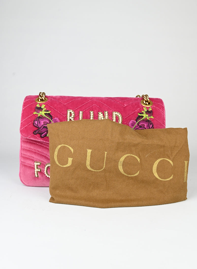 Gucci Borsa Marmont in velluto fucsia