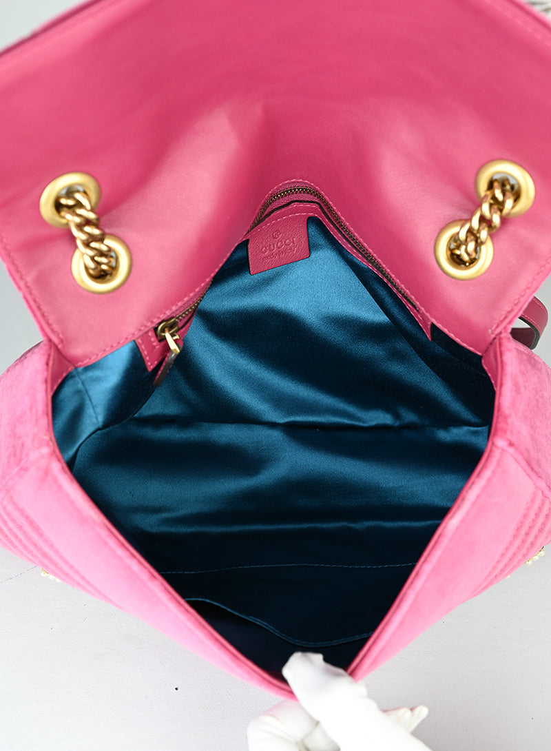 Gucci Borsa Marmont in velluto fucsia