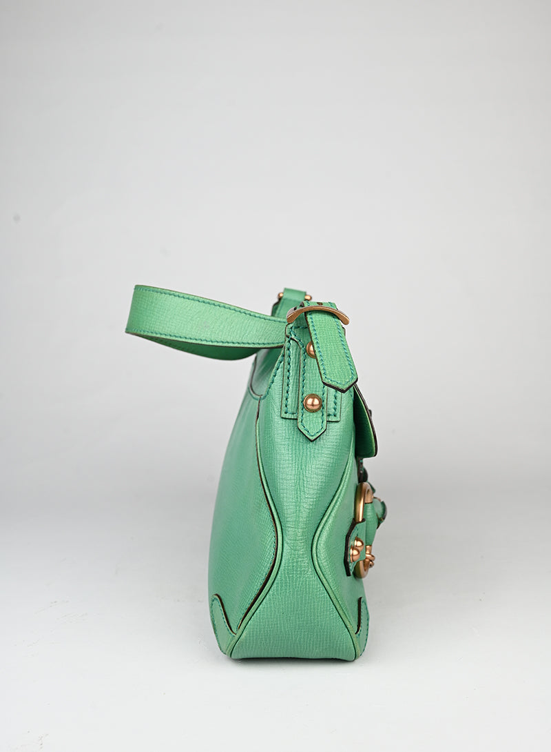 Gucci Borsa Horsebite in pelle verde menta - lesleyluxuryvintage