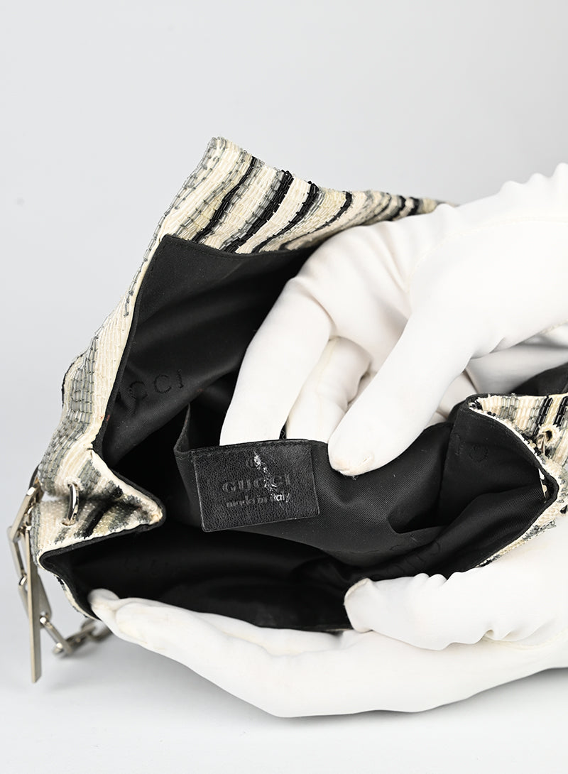 Gucci Borsa con perline bianca e nera