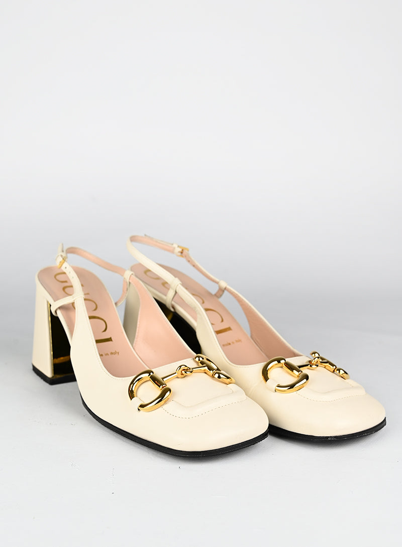 Gucci Sandali Horsebit in pelle panna - N. 39 ½