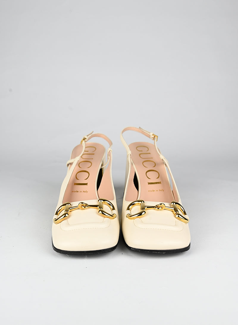 Gucci Sandali Horsebit in pelle panna - N. 39 ½