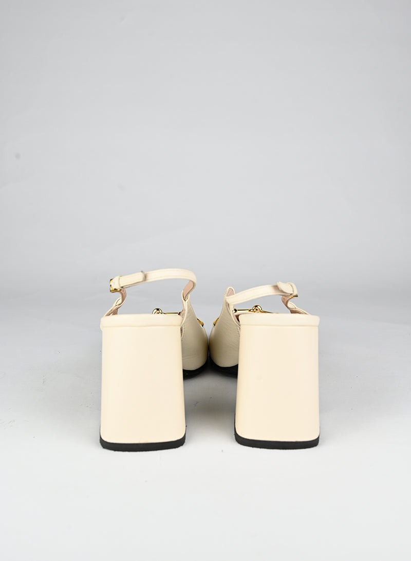 Gucci Sandali Horsebit in pelle panna - N. 39 ½