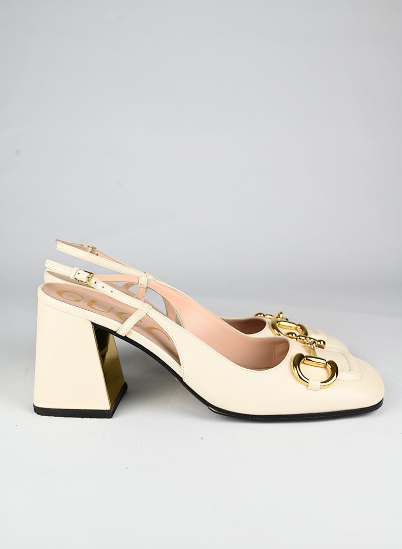 Gucci Sandali Horsebit in pelle panna - N. 39 ½