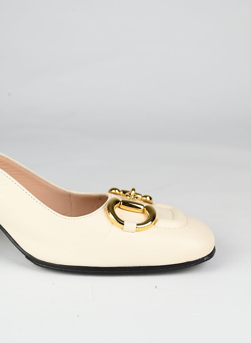 Gucci Sandali Horsebit in pelle panna - N. 39 ½