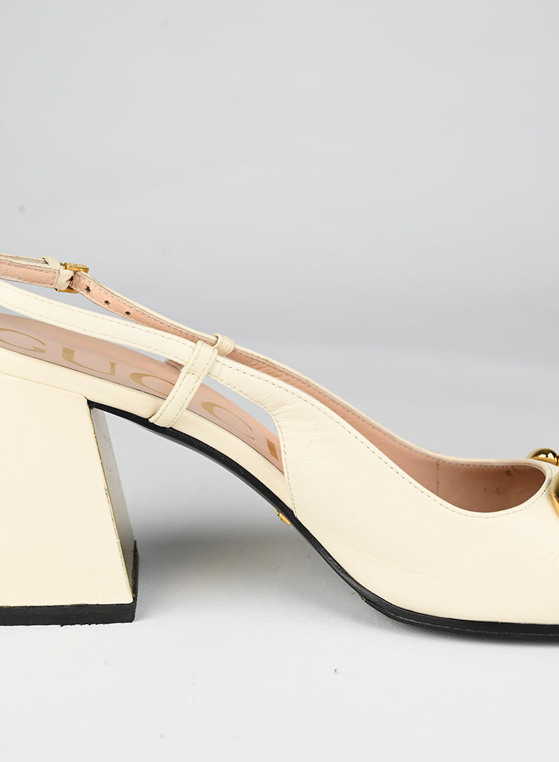 Gucci Sandali Horsebit in pelle panna - N. 39 ½