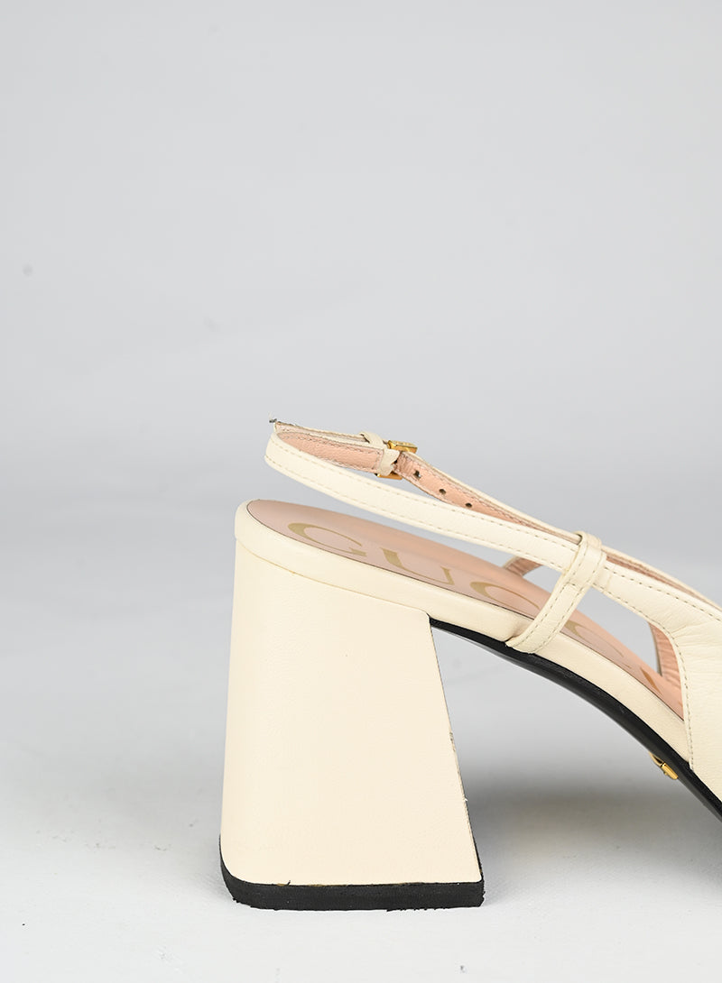 Gucci Sandali Horsebit in pelle panna - N. 39 ½