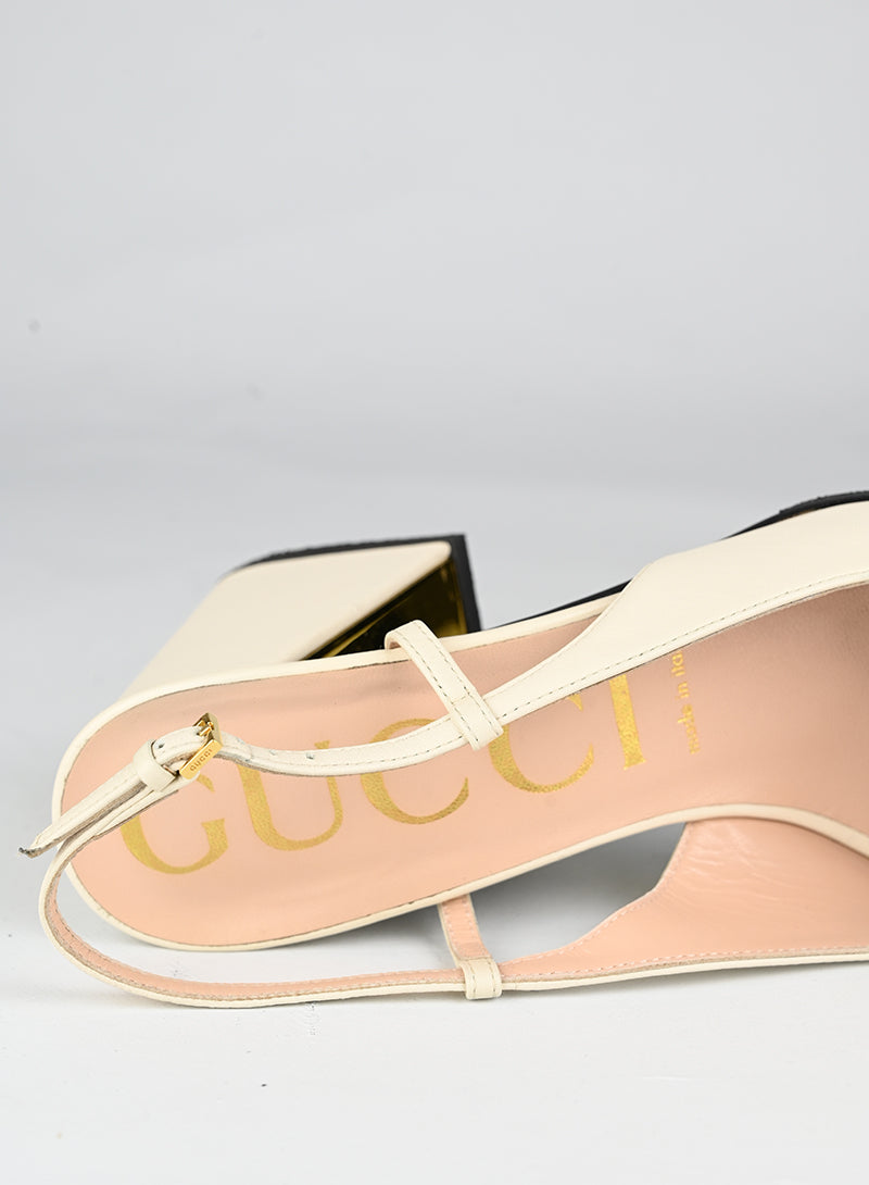 Gucci Sandali Horsebit in pelle panna - N. 39 ½