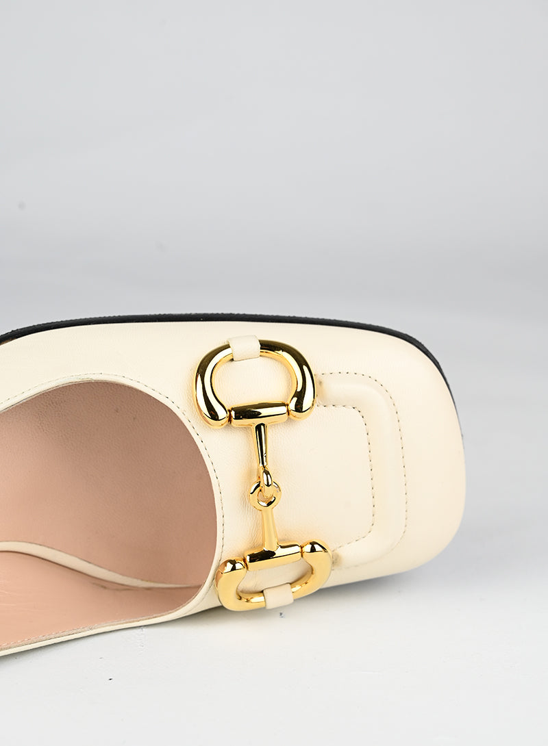 Gucci Sandali Horsebit in pelle panna - N. 39 ½