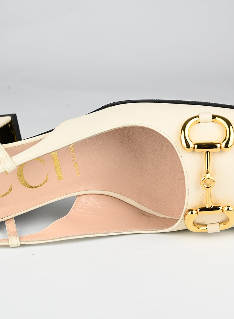 Gucci Sandali Horsebit in pelle panna - N. 39 ½