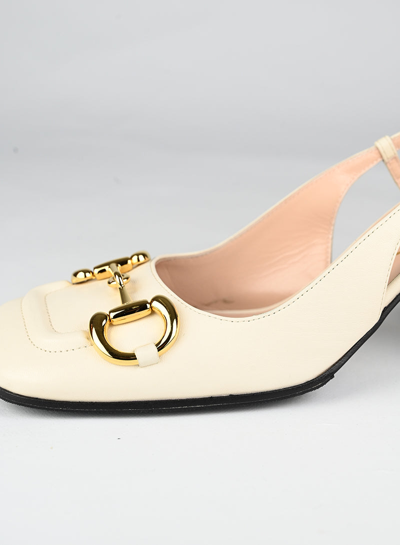 Gucci Sandali Horsebit in pelle panna - N. 39 ½