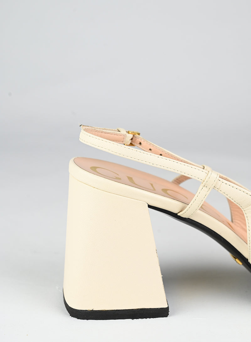Gucci Sandali Horsebit in pelle panna - N. 39 ½
