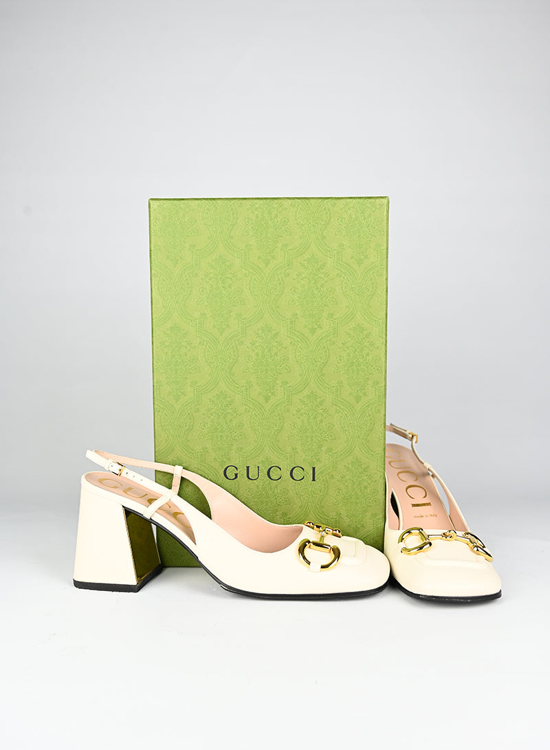 Gucci Sandali Horsebit in pelle panna - N. 39 ½
