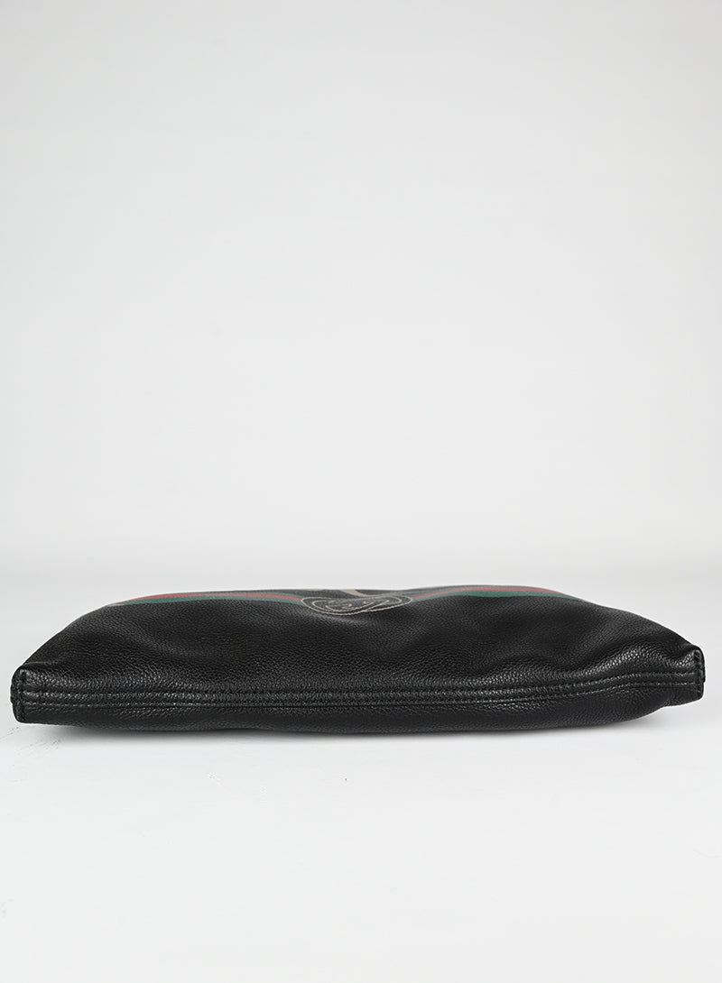 Gucci Pochette in pelle nera con logo