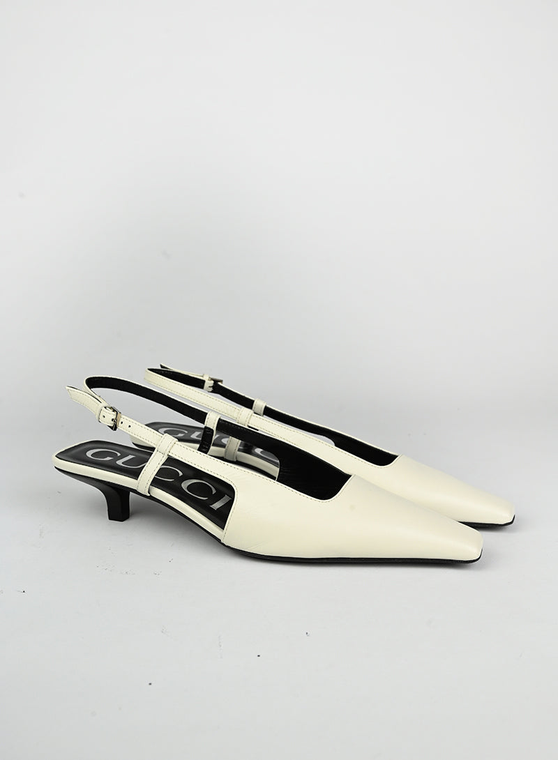 Gucci Slingback in pelle bianche - N. 37