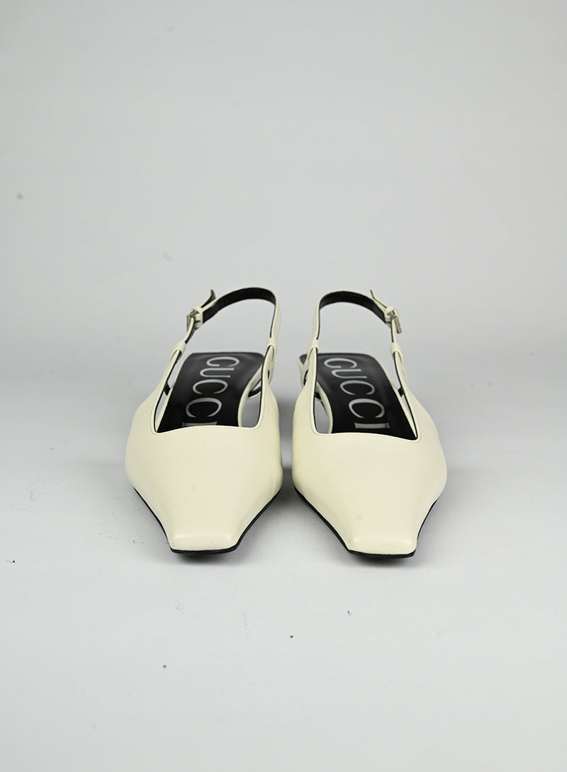 Gucci Slingback in pelle bianche - N. 37