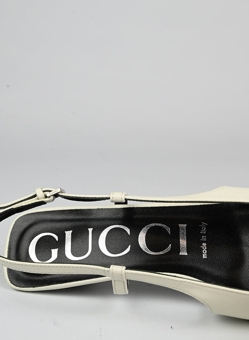 Gucci Slingback in pelle bianche - N. 37